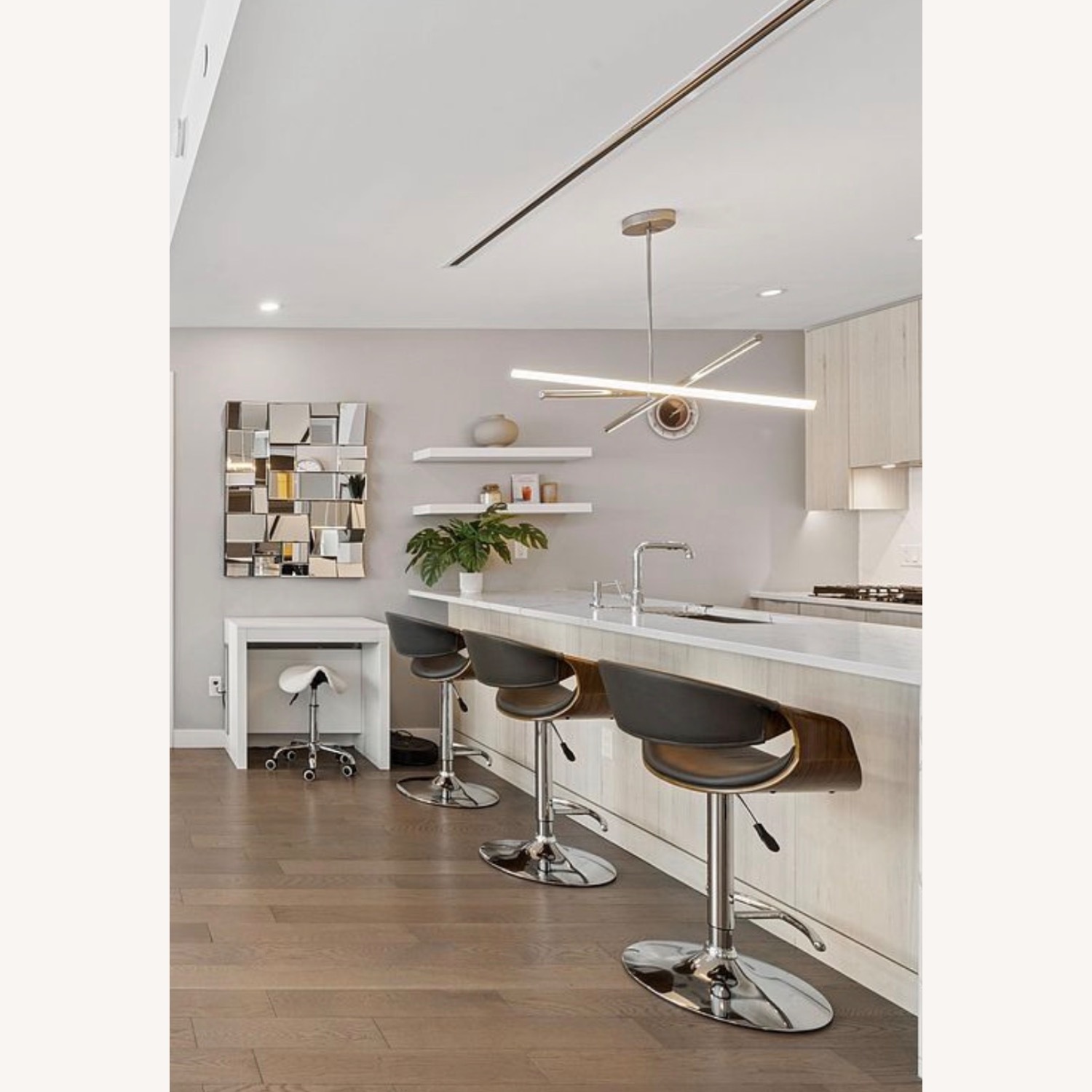 Adjustable Bar Stools (Set of 3) – Leather & Wood - image-2