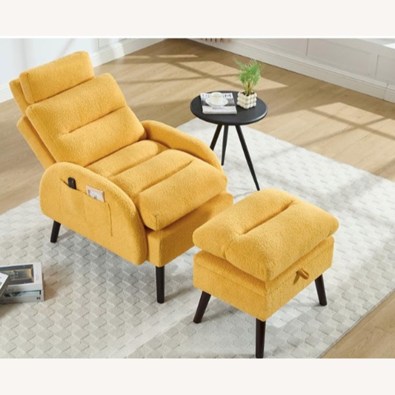 HCHAIRH Orange Fabric Armchair & Ottoman - image-3