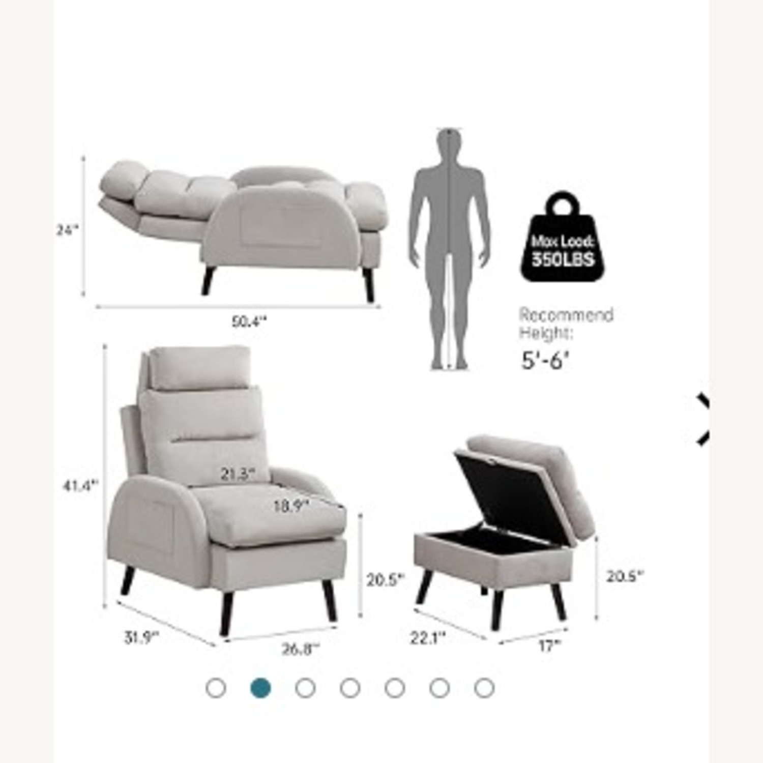 HCHAIRH Orange Fabric Armchair & Ottoman - image-2