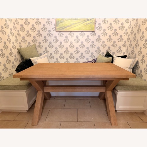 Used Pottery Barn Natural Toscana Wood Extendable Dining Table for sale on AptDeco