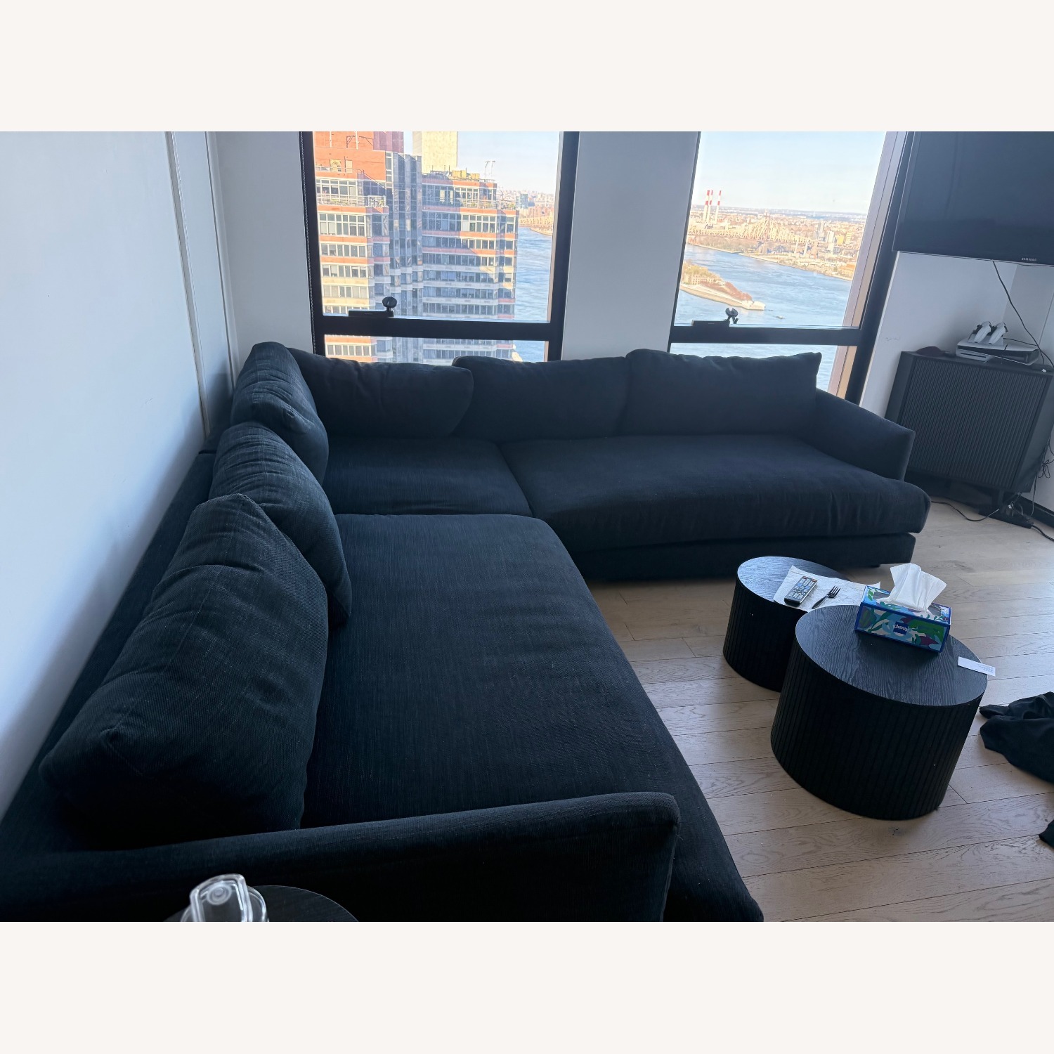 West Elm Black 3+ Piece Sectional - image-2