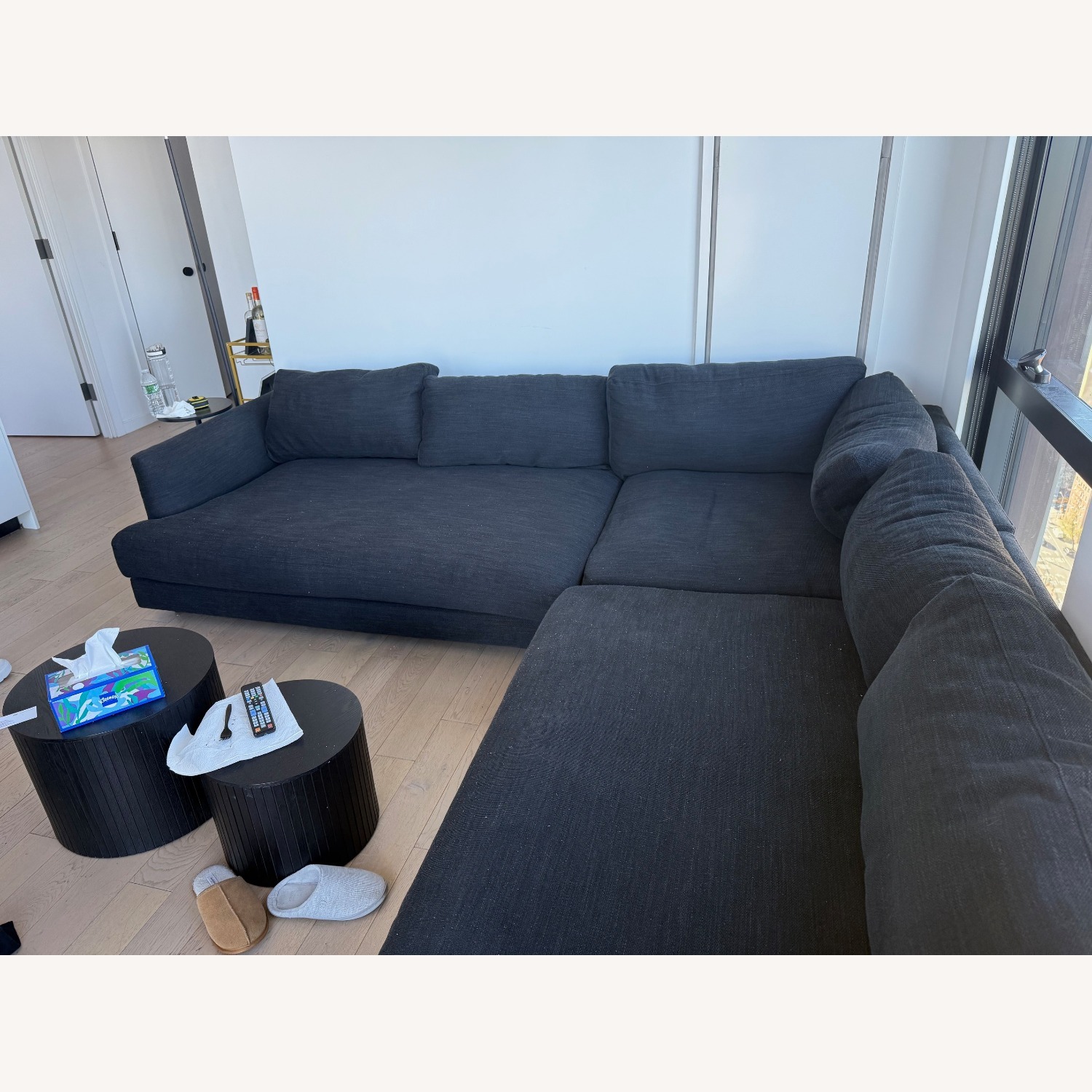 West Elm Black 3+ Piece Sectional - image-3