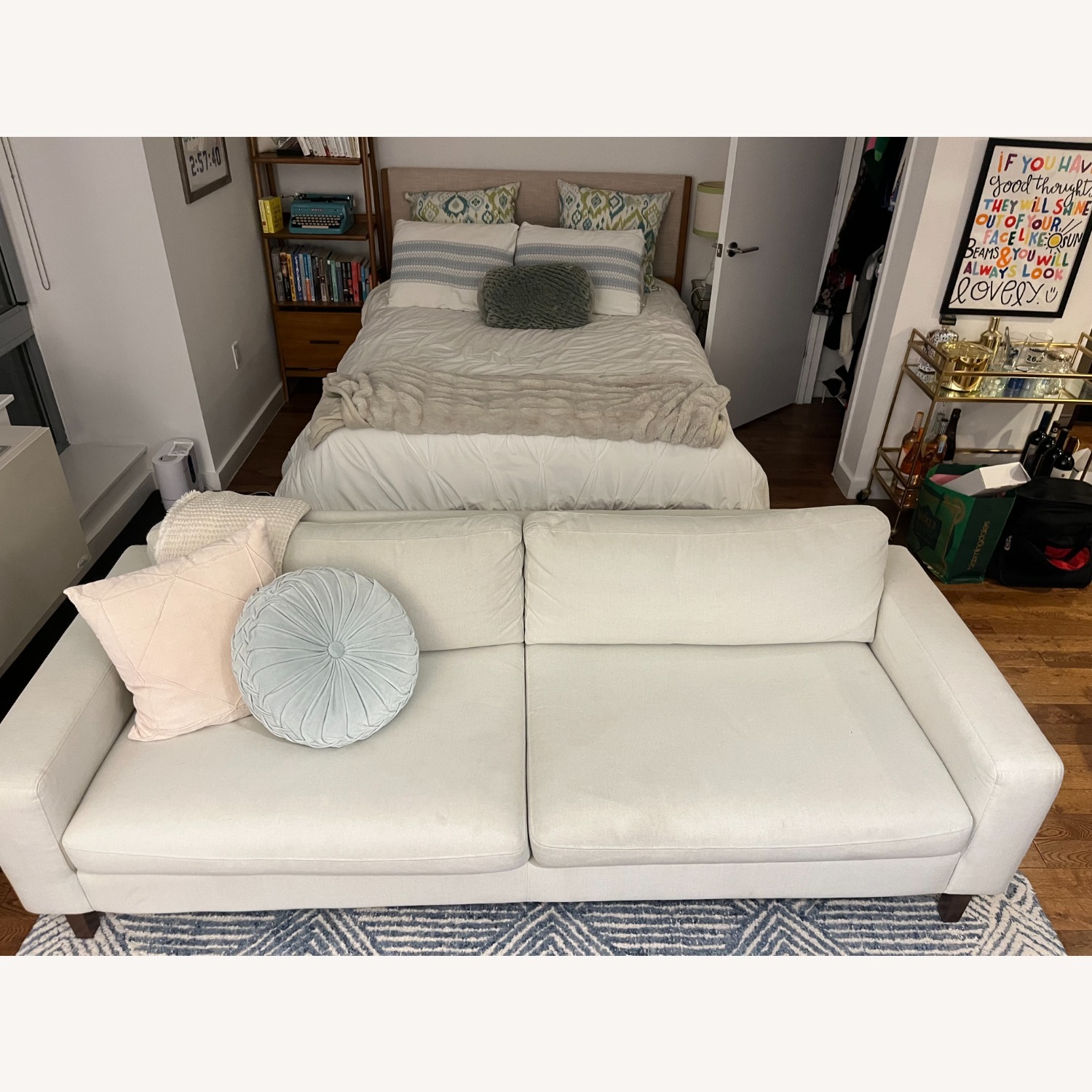 AllModern Lobos White Fabric 3+ Seater Sofa - image-1