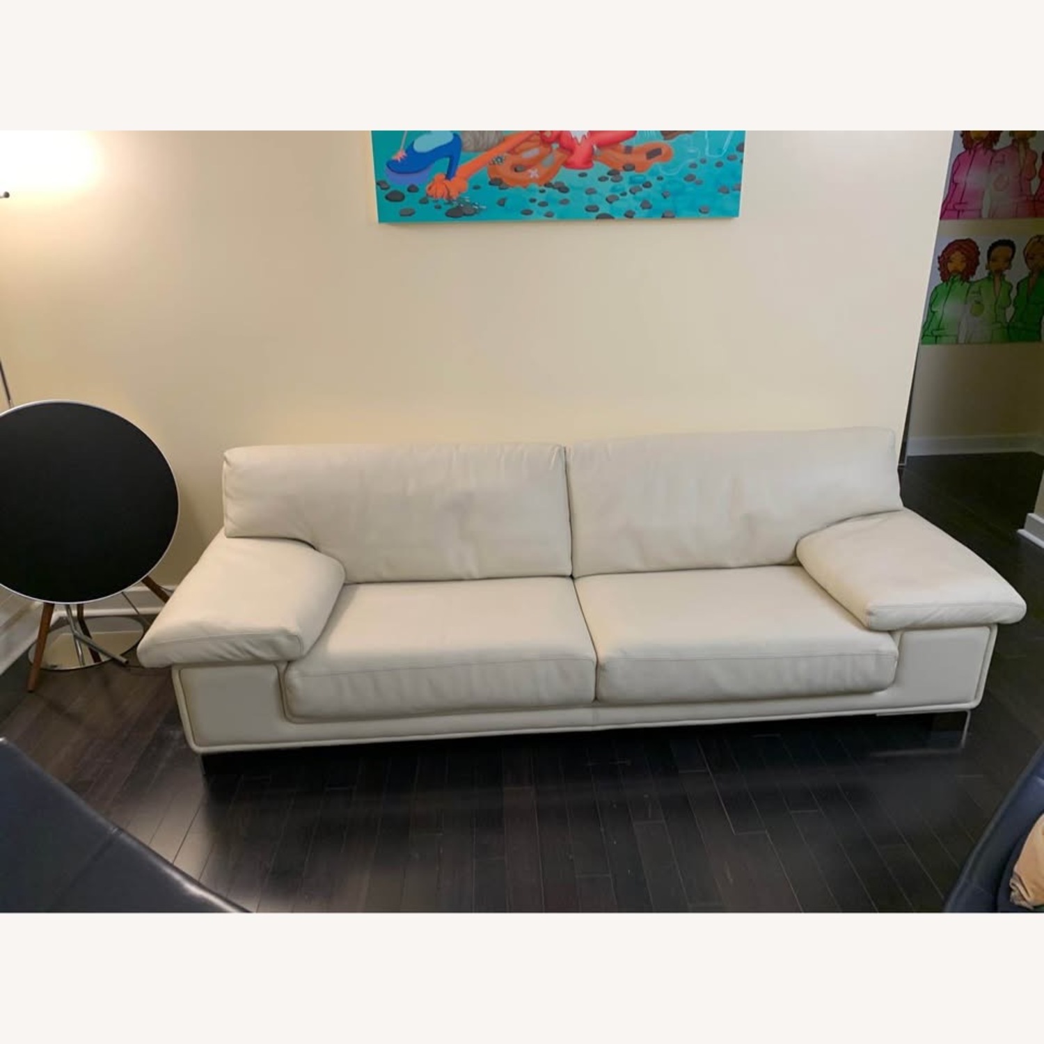 Roche Bobois White Leather 3+ Seater Sofa - image-2