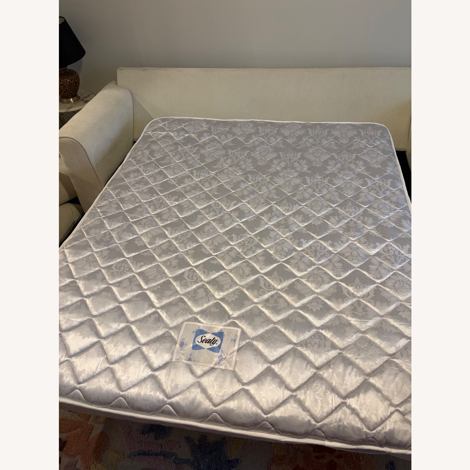 White Fabric Sleeper Sofa - image-2