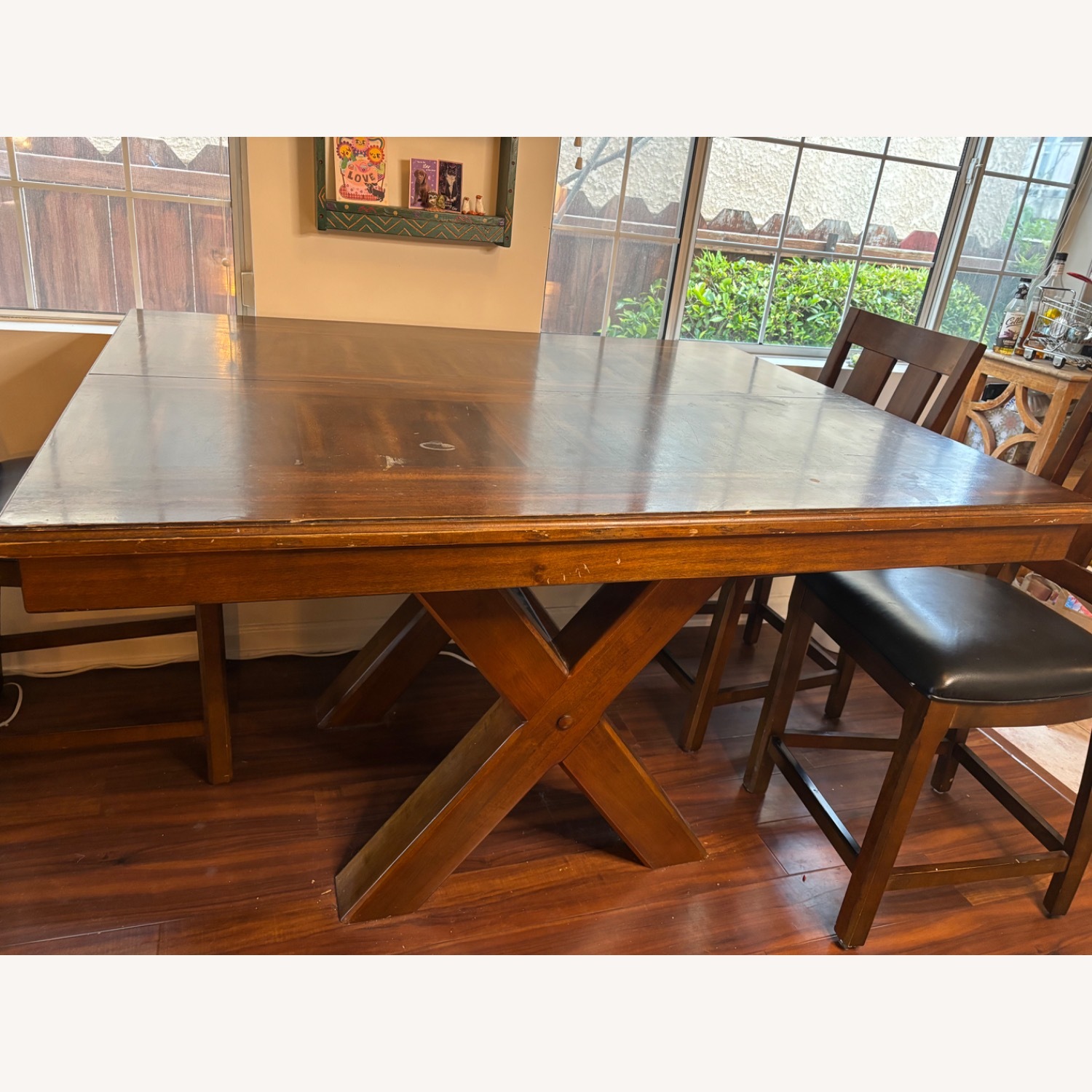 7 Piece Wooden Dining Room Set with Drop Leaf - image-1