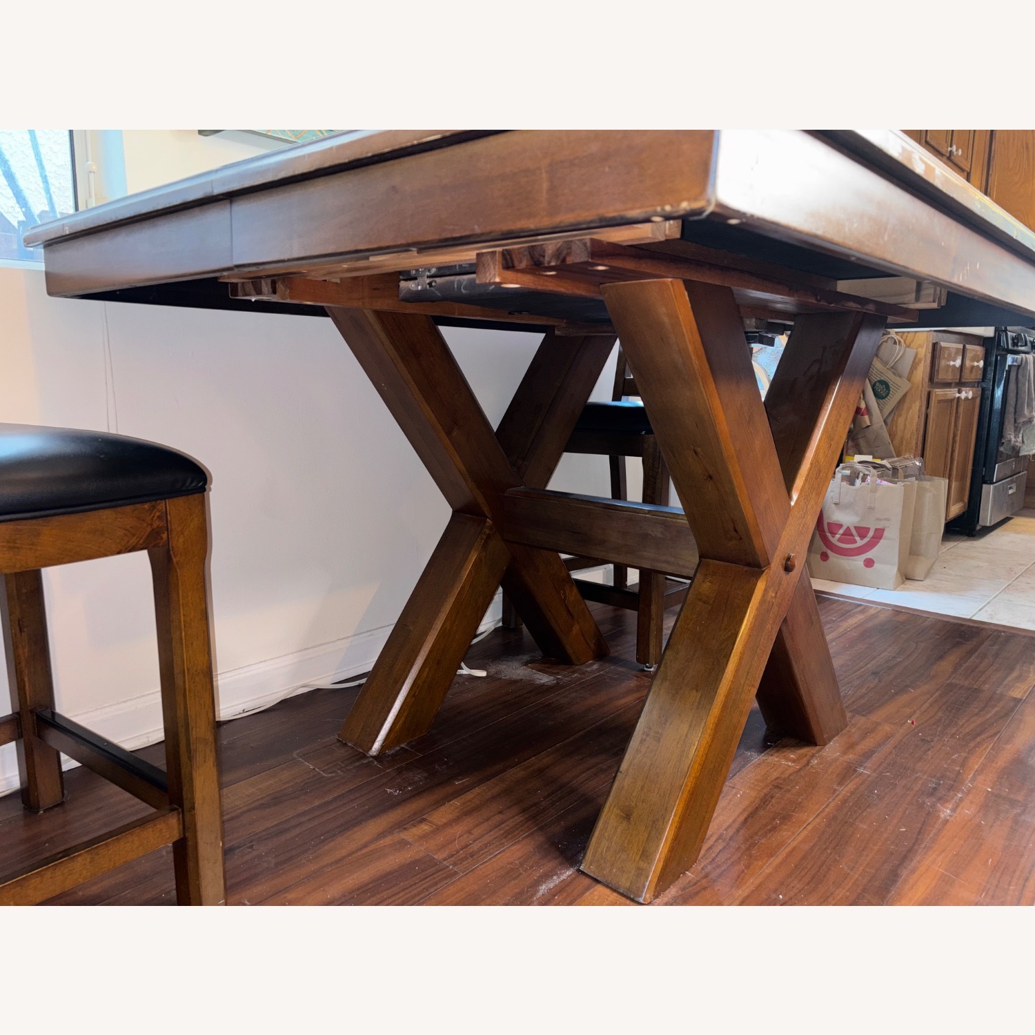 7 Piece Wooden Dining Room Set with Drop Leaf - image-3