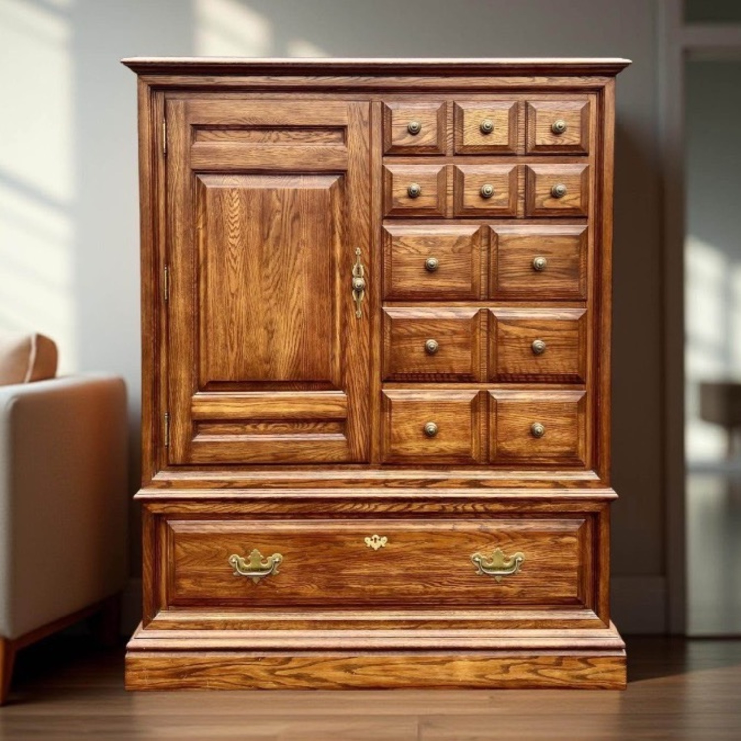 Vintage Solid Oak Pennsylvania House Wardrobe - image-1