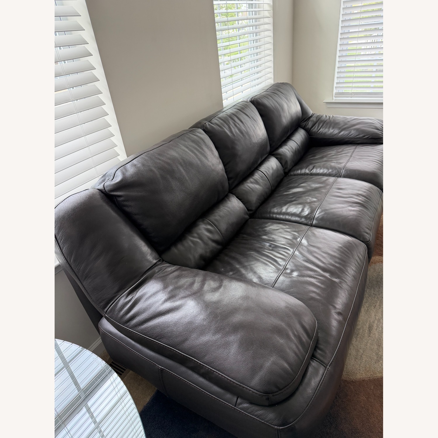 Black Leather 3+ Seater Sofa - image-2