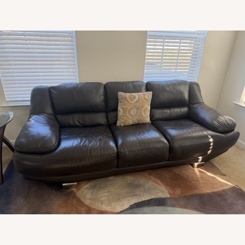 Used Black Leather 3+ Seater Sofa for sale on AptDeco