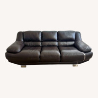 Black Leather 3+ Seater Sofa