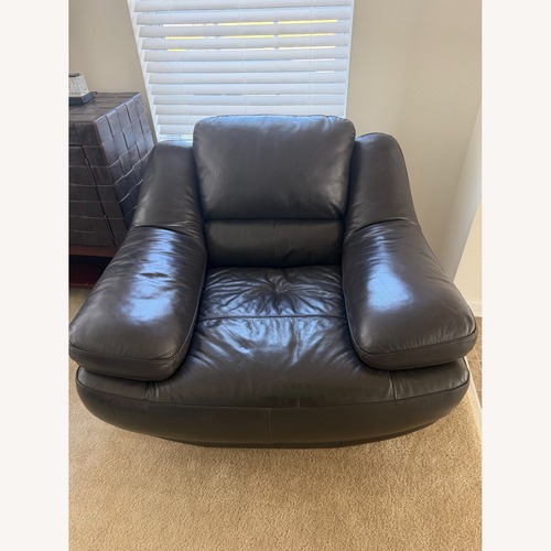 Used Raymour & Flanigan Black Leather Accent Chairs for sale on AptDeco