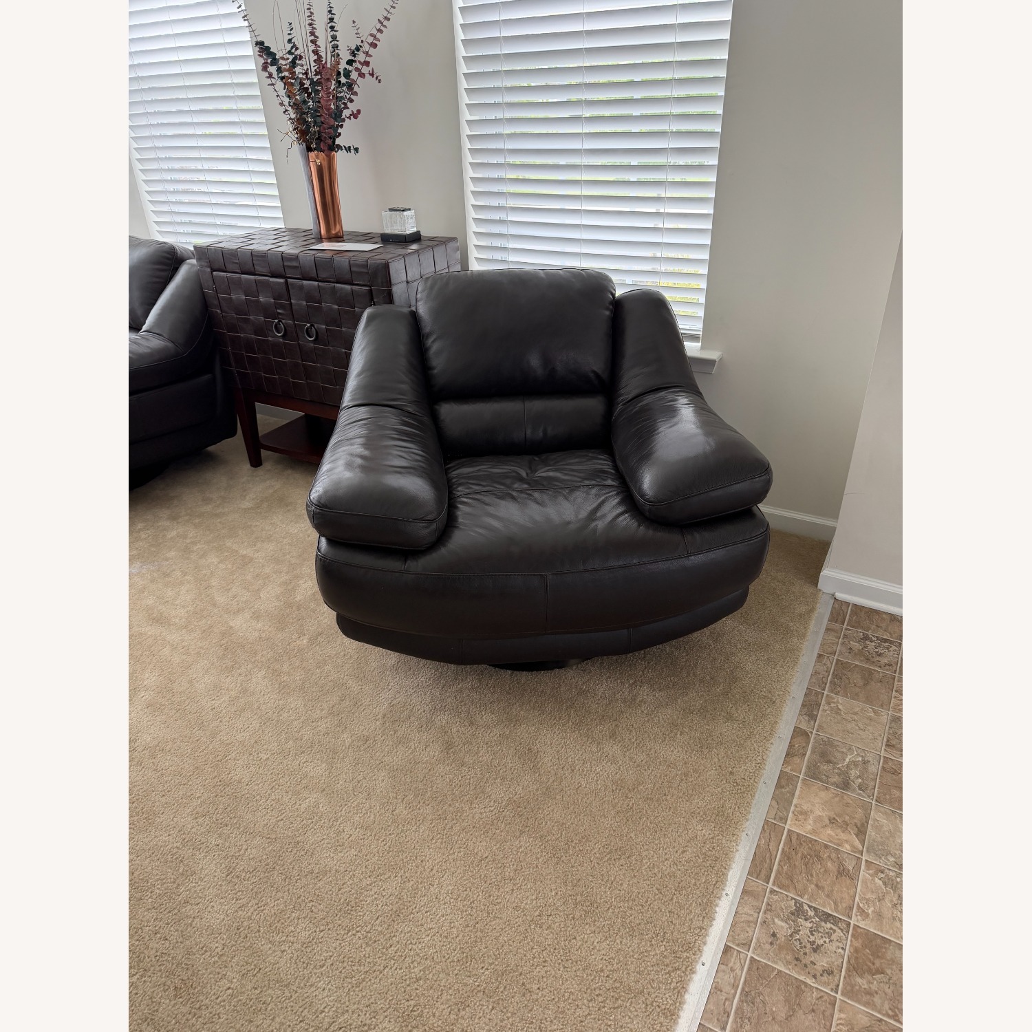 Raymour & Flanigan Black Leather Accent Chairs - image-2