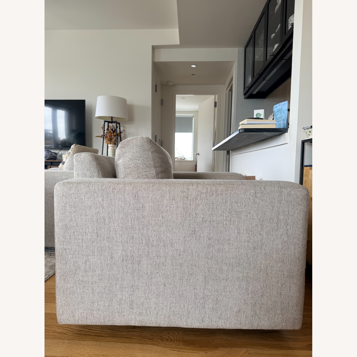 West Elm Light Gray Fabric Swivel Armchair - image-4