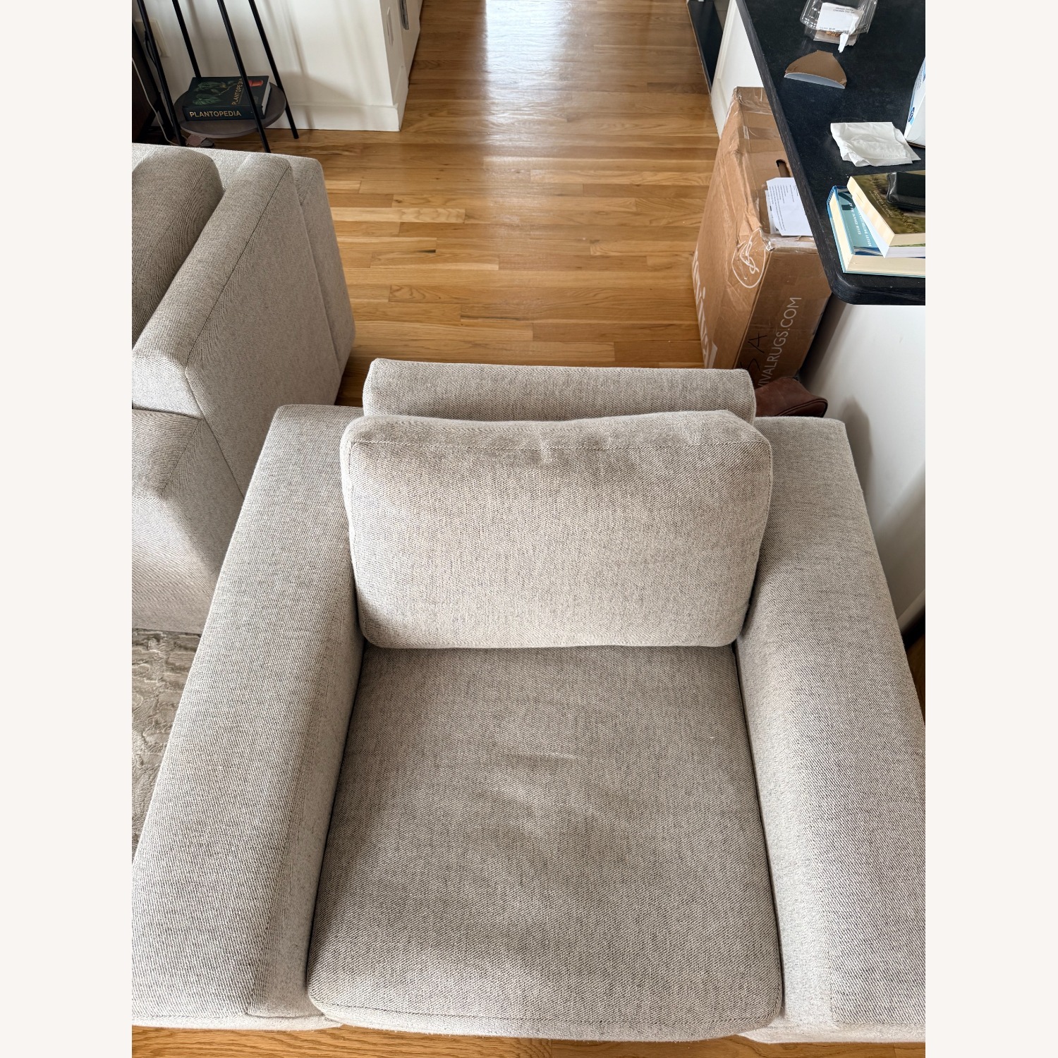 West Elm Light Gray Fabric Swivel Armchair - image-5