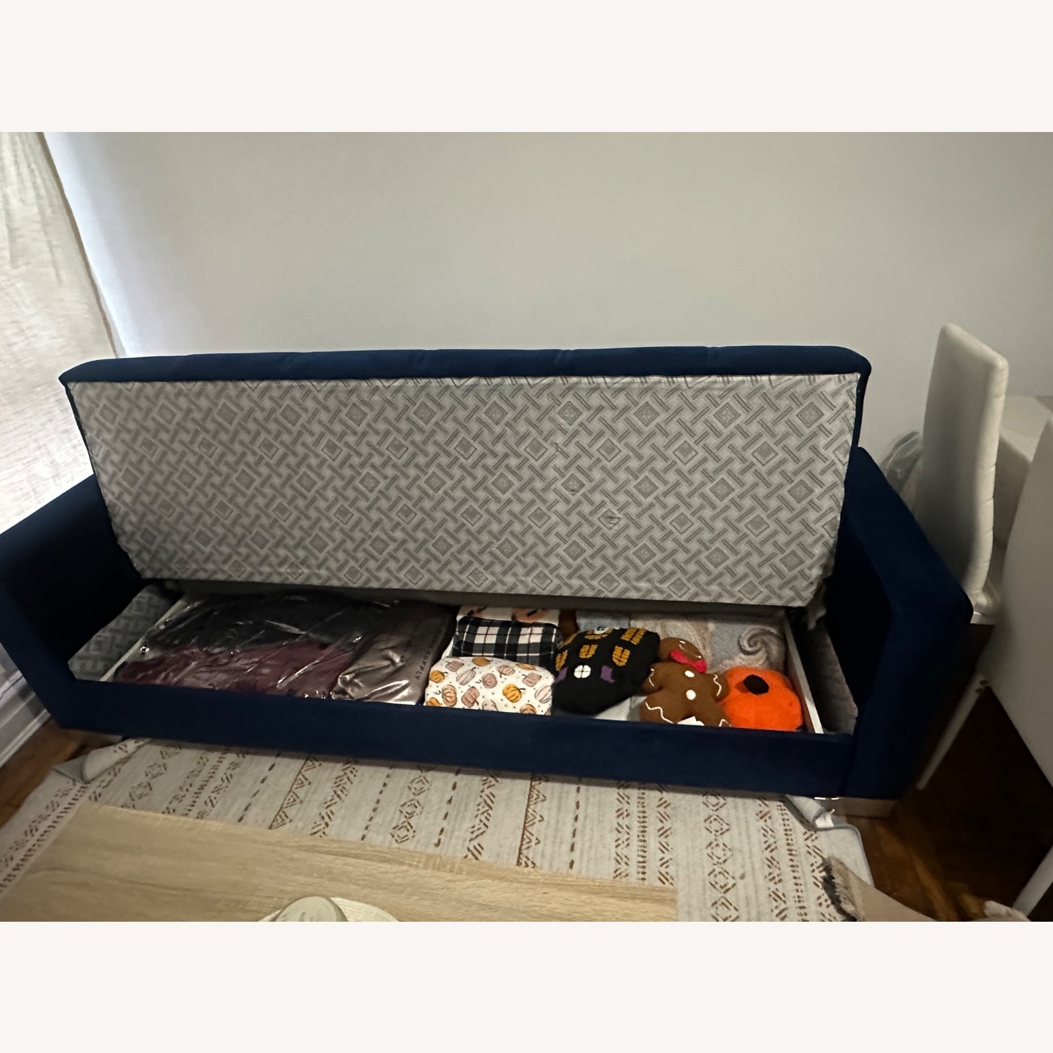 AAA Furniture Wholesale Blue Velvet Sleeper Sofa - image-3