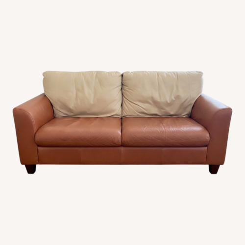 Used Light Brown Leather 3+ Seater Sofa for sale on AptDeco