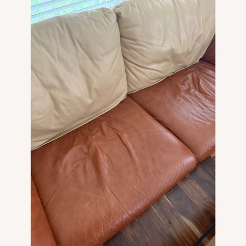 Used Light Brown Leather 3+ Seater Sofa for sale on AptDeco