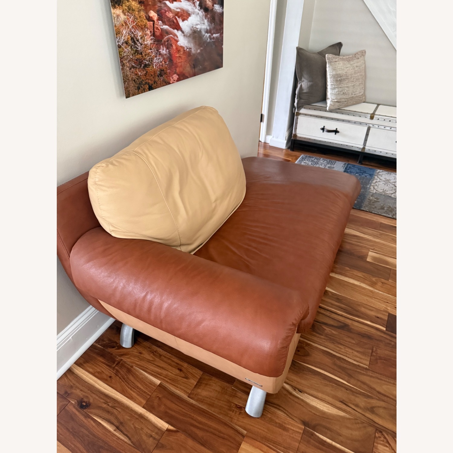 Light Brown Leather 3+ Seater Sofa - image-3