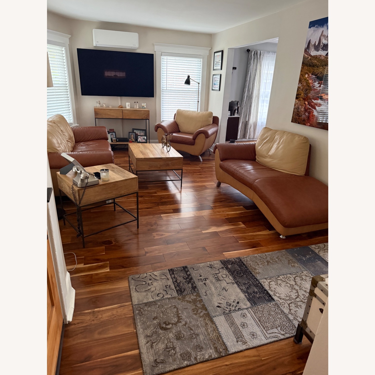 Light Brown Leather 3+ Seater Sofa - image-2