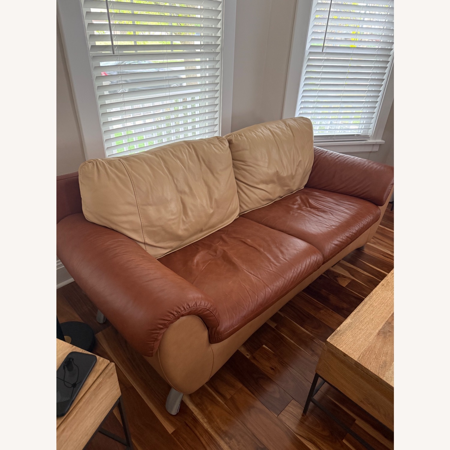 Light Brown Leather 3+ Seater Sofa - image-7