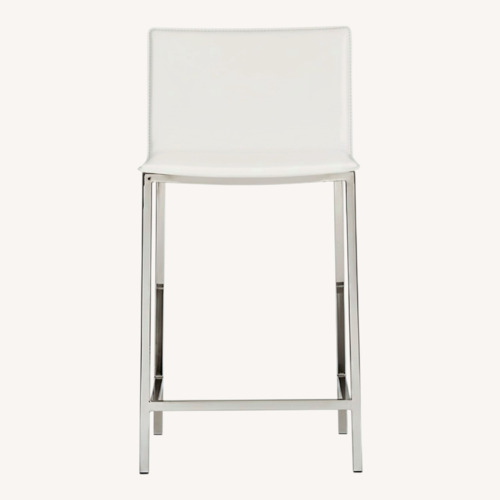 Used CB2 Phoenix White Leather Stools for sale on AptDeco