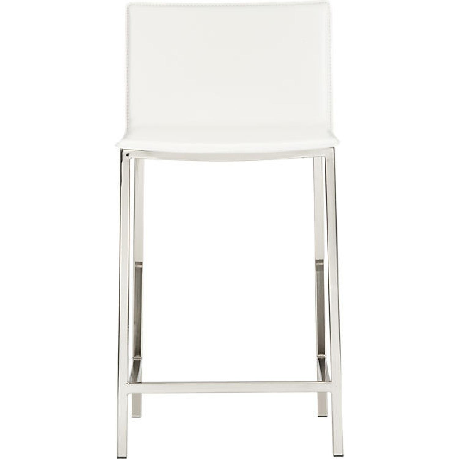 CB2 Phoenix White Leather Stools - image-5