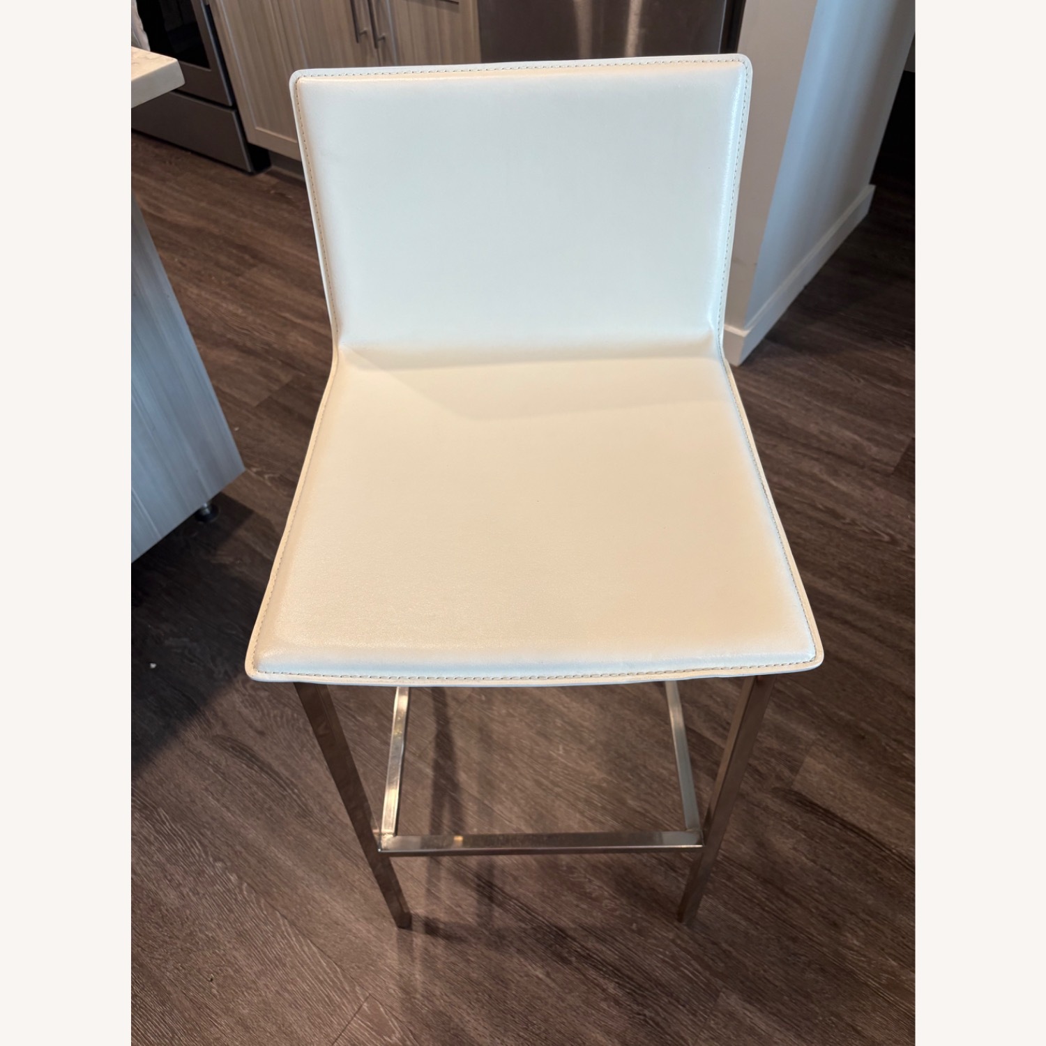 CB2 Phoenix White Leather Stools - image-3