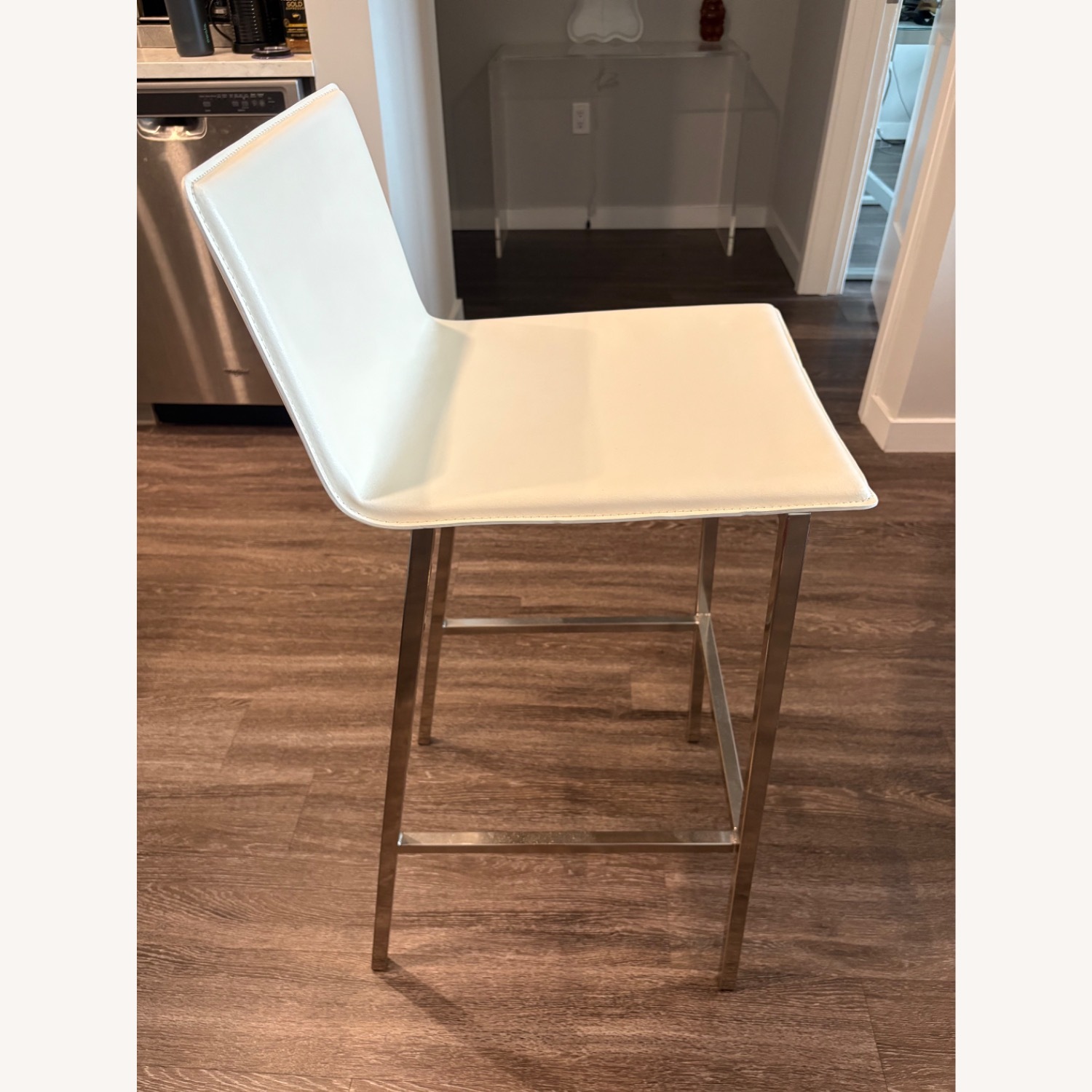 CB2 Phoenix White Leather Stools - image-4
