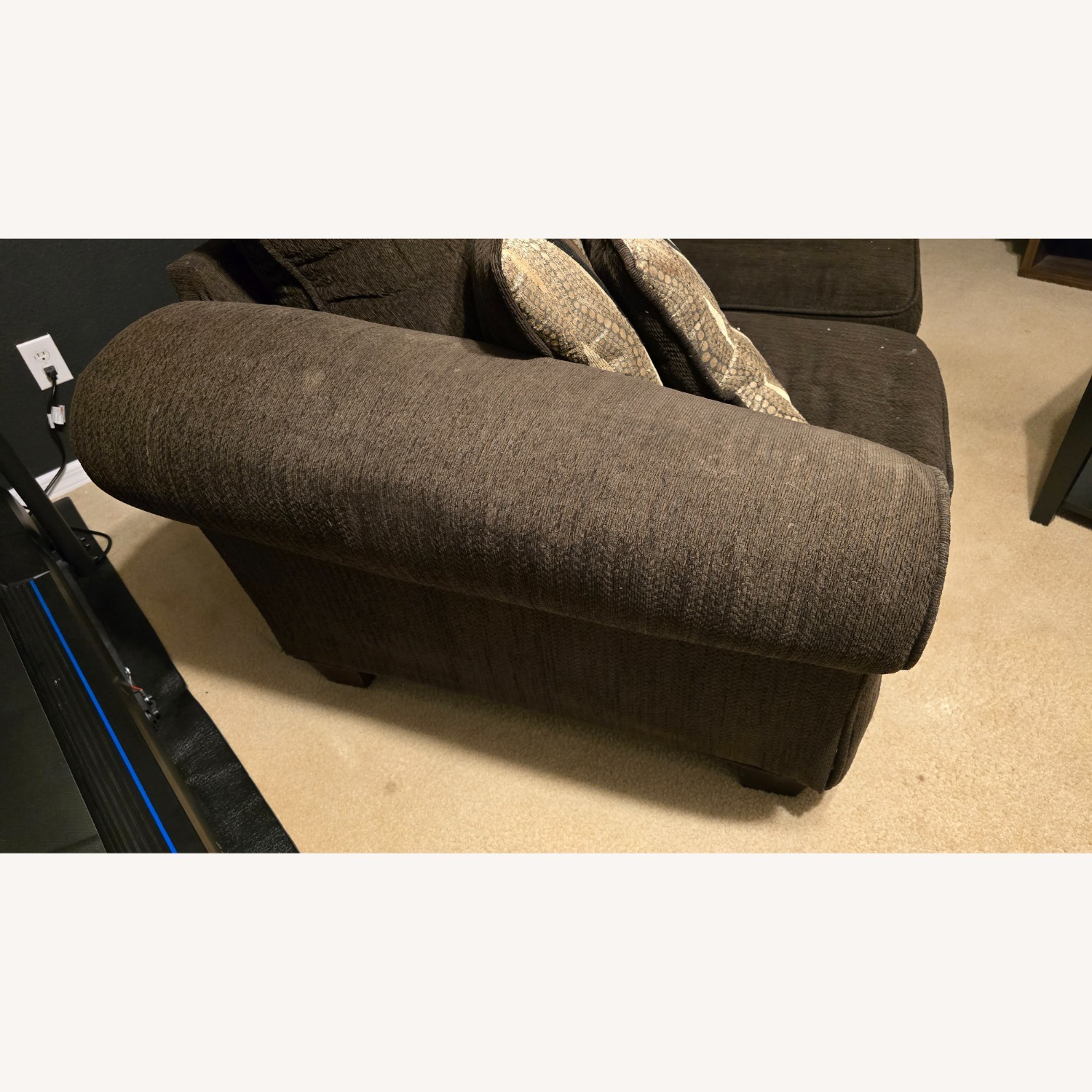 Dark Brown Fabric 3+ Seater Sofa - image-3
