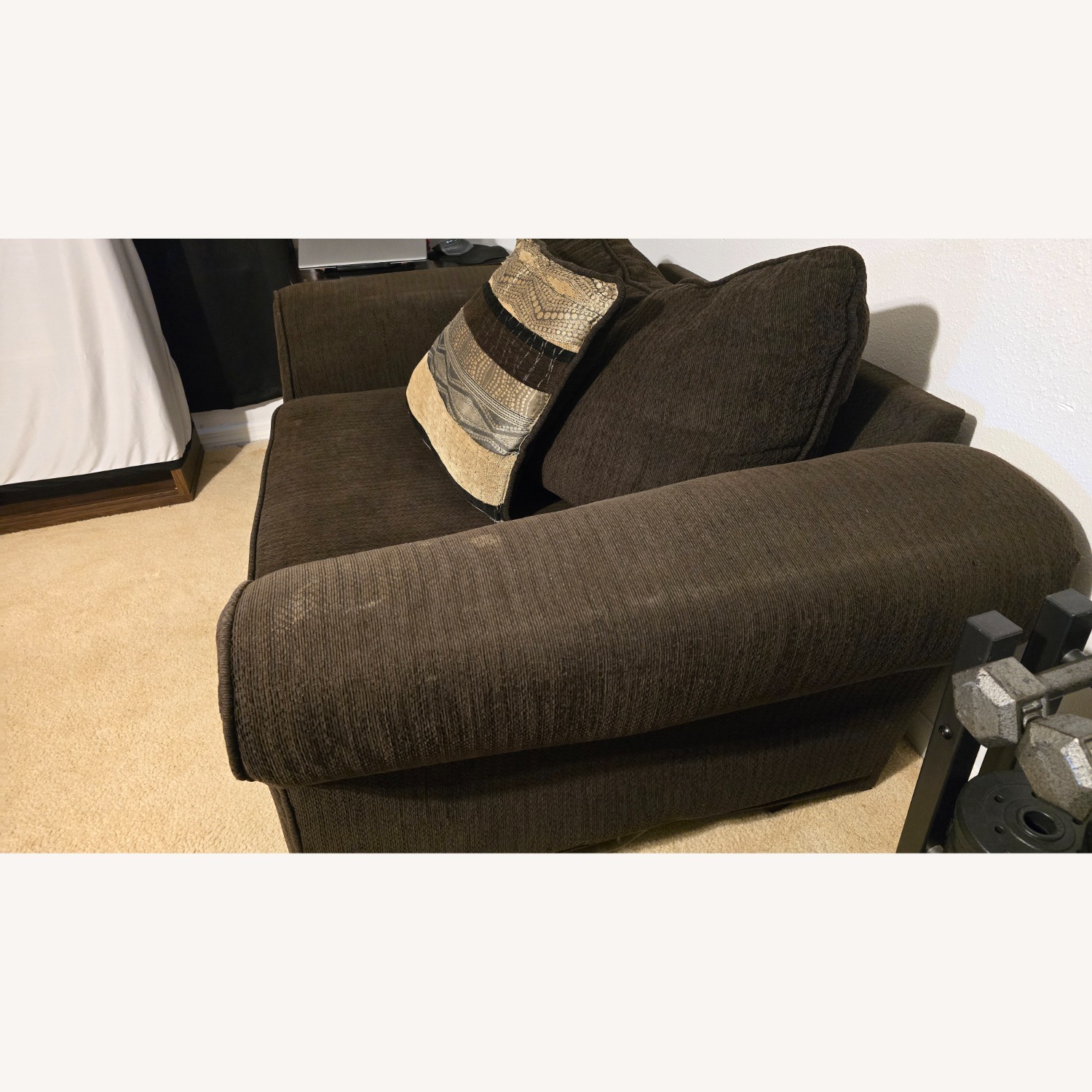 Dark Brown Fabric Armchair - image-3