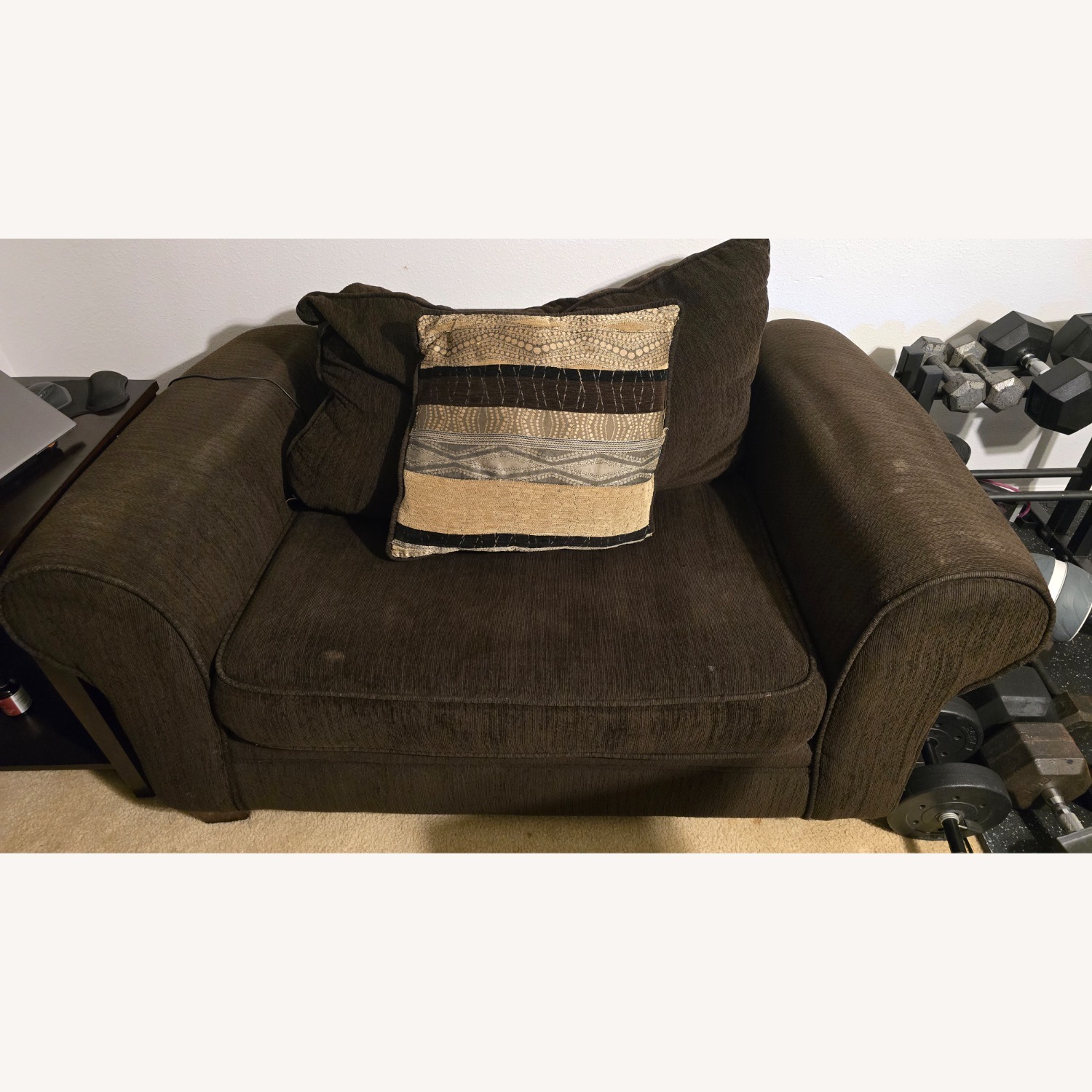 Dark Brown Fabric Armchair - image-1