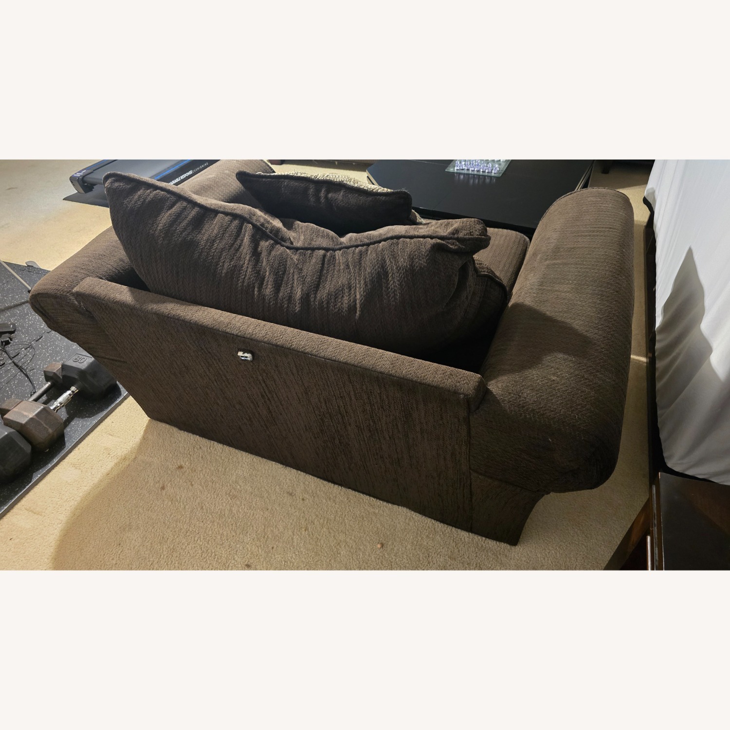 Dark Brown Fabric Armchair - image-2