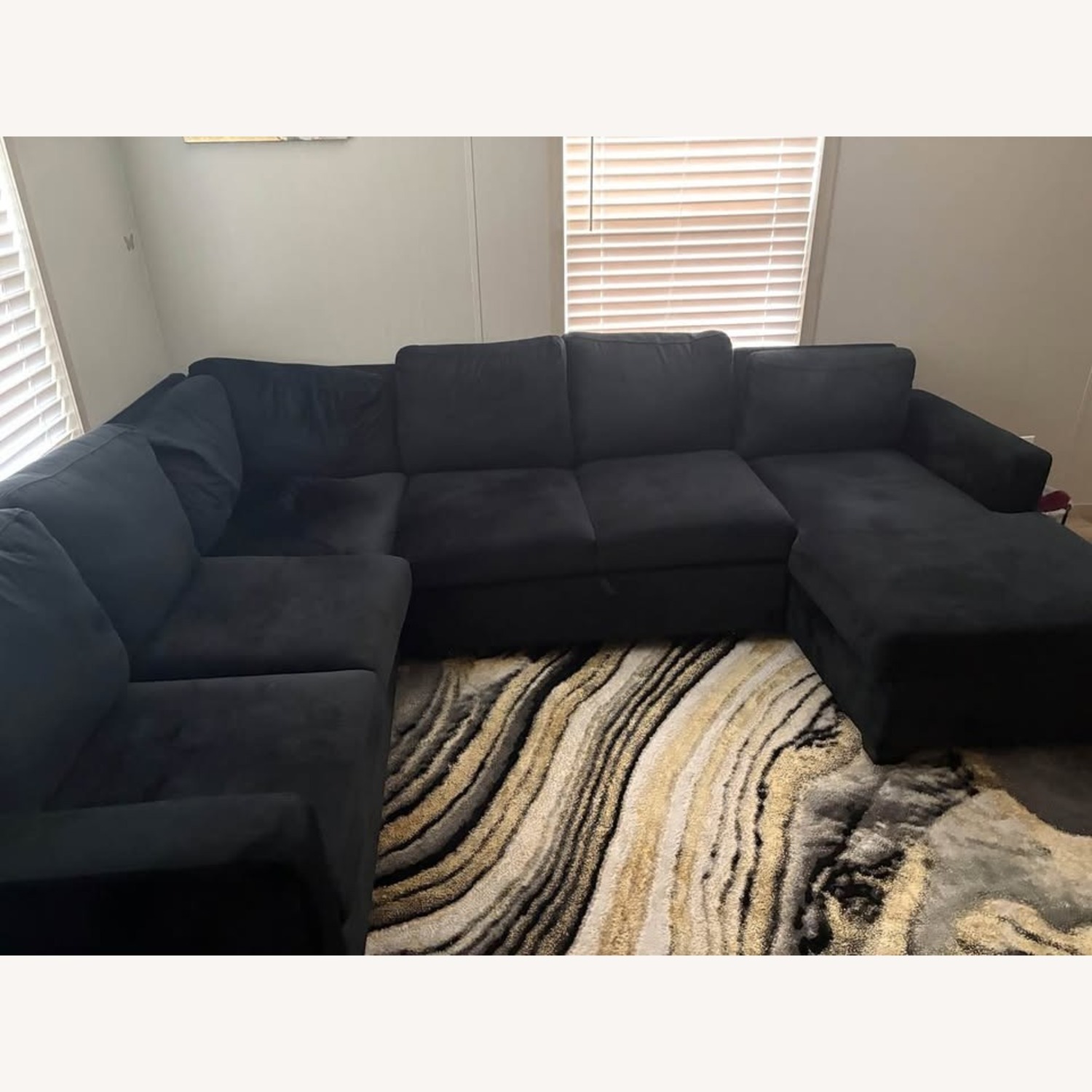 Wayfair Black Fabric 2 Piece Sectional - image-2