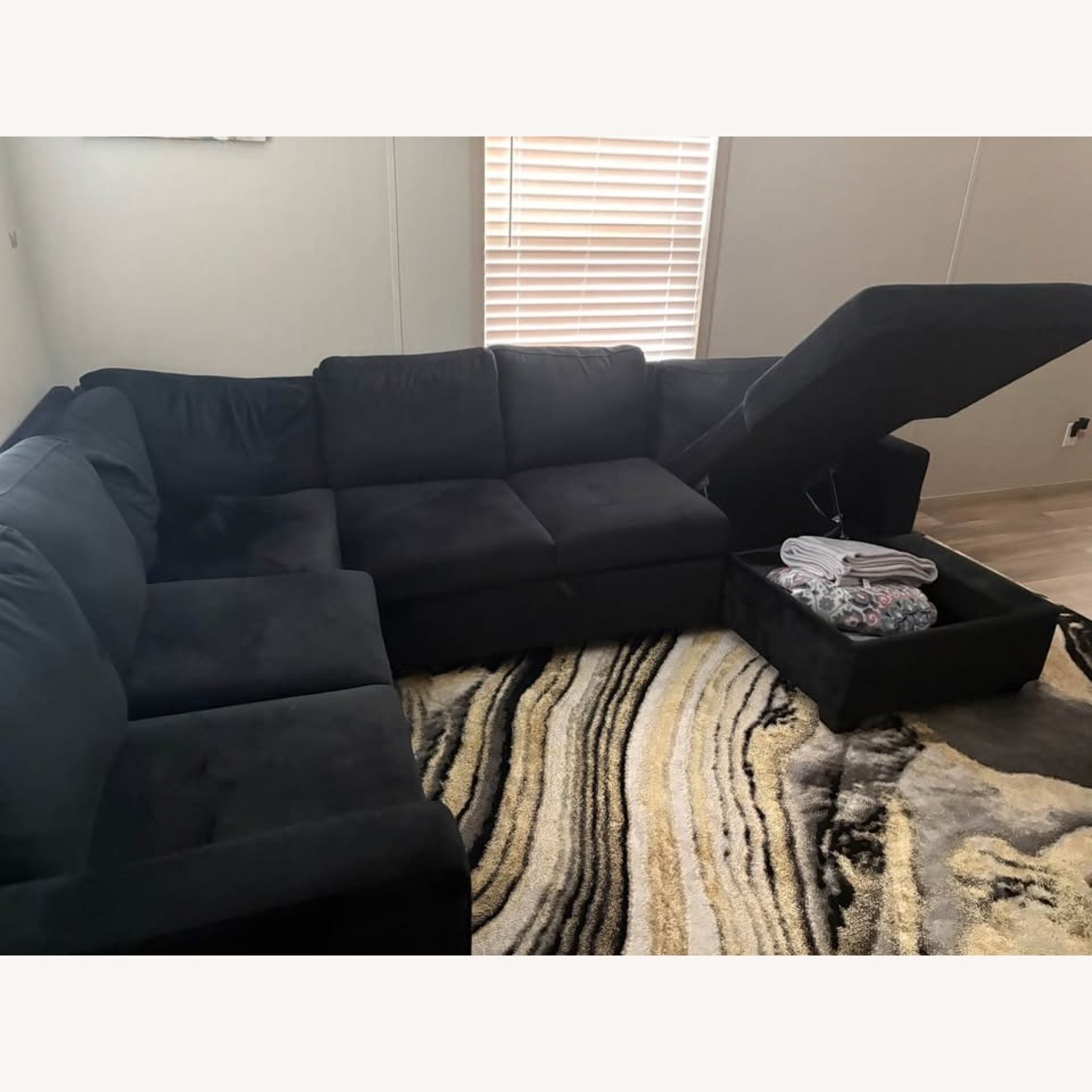 Wayfair Black Fabric 2 Piece Sectional - image-3
