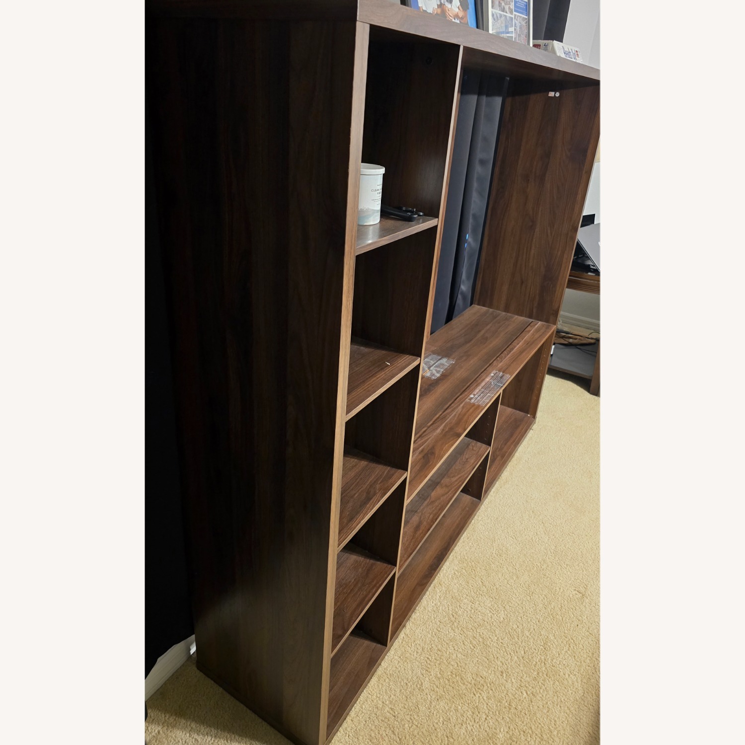 Walmart Dark Brown Wood Media Storage - image-3