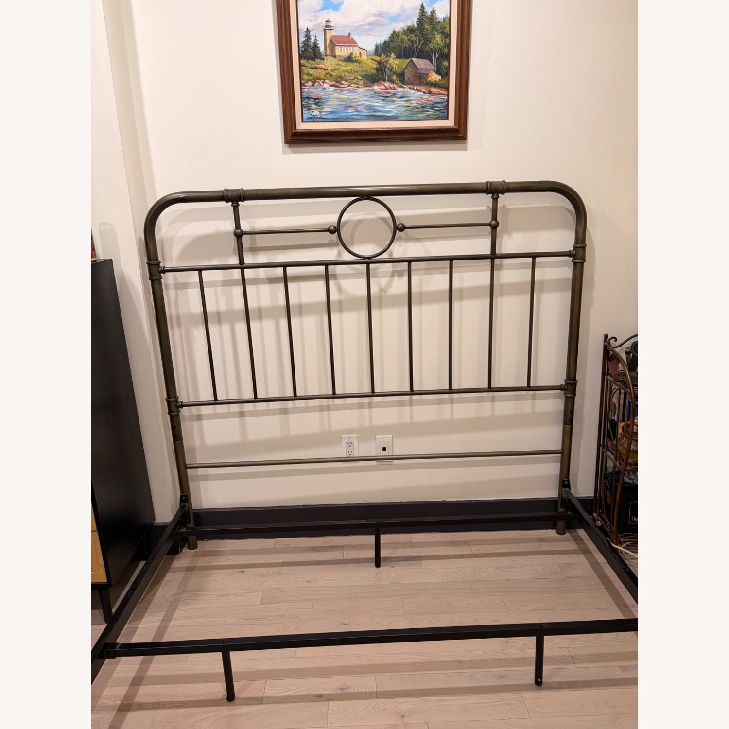 Walker Edison Vintage Metal Iron Pipe Queen Bed Frame - image-1
