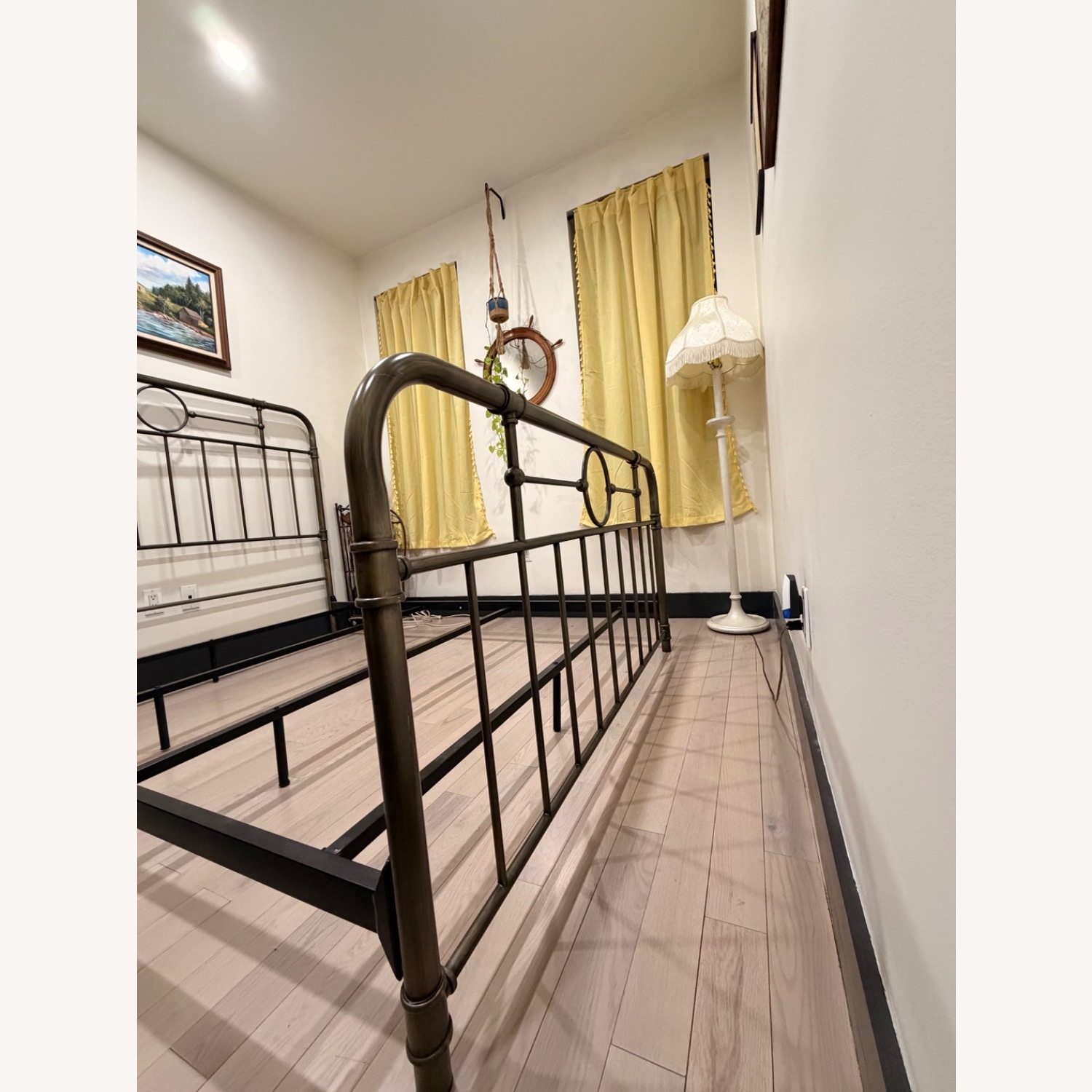 Walker Edison Vintage Metal Iron Pipe Queen Bed Frame - image-3