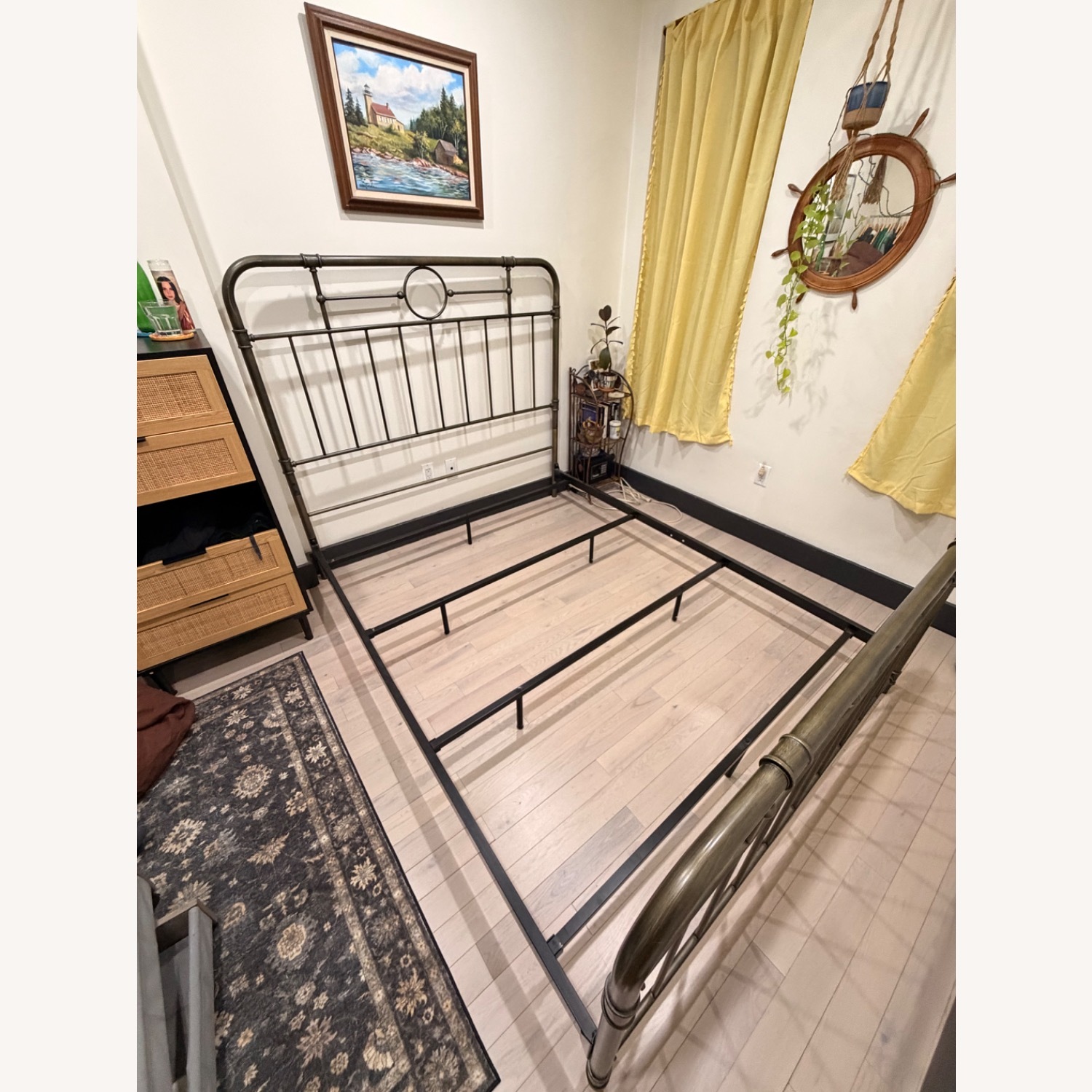 Walker Edison Vintage Metal Iron Pipe Queen Bed Frame - image-2