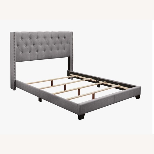 Used Wayfair Light Gray Fabric Queen Bed for sale on AptDeco