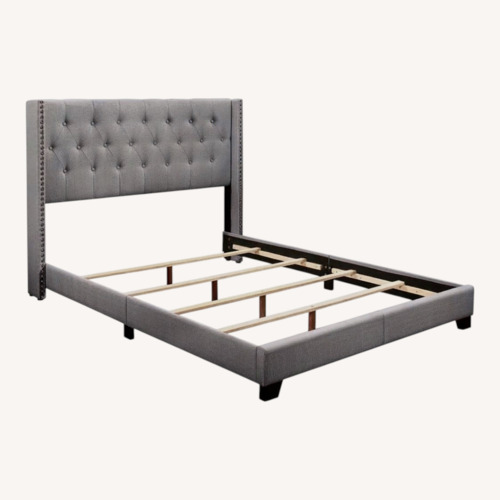 Used Wayfair Light Gray Fabric Queen Bed for sale on AptDeco