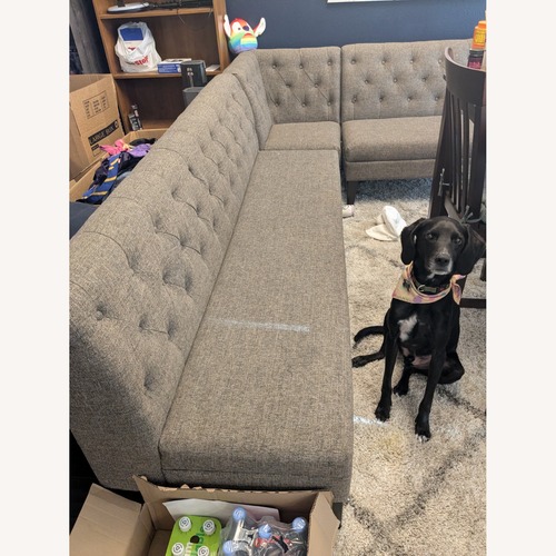 Used Ashley Furniture Graphite 3-Piece Dining Bench for sale on AptDeco