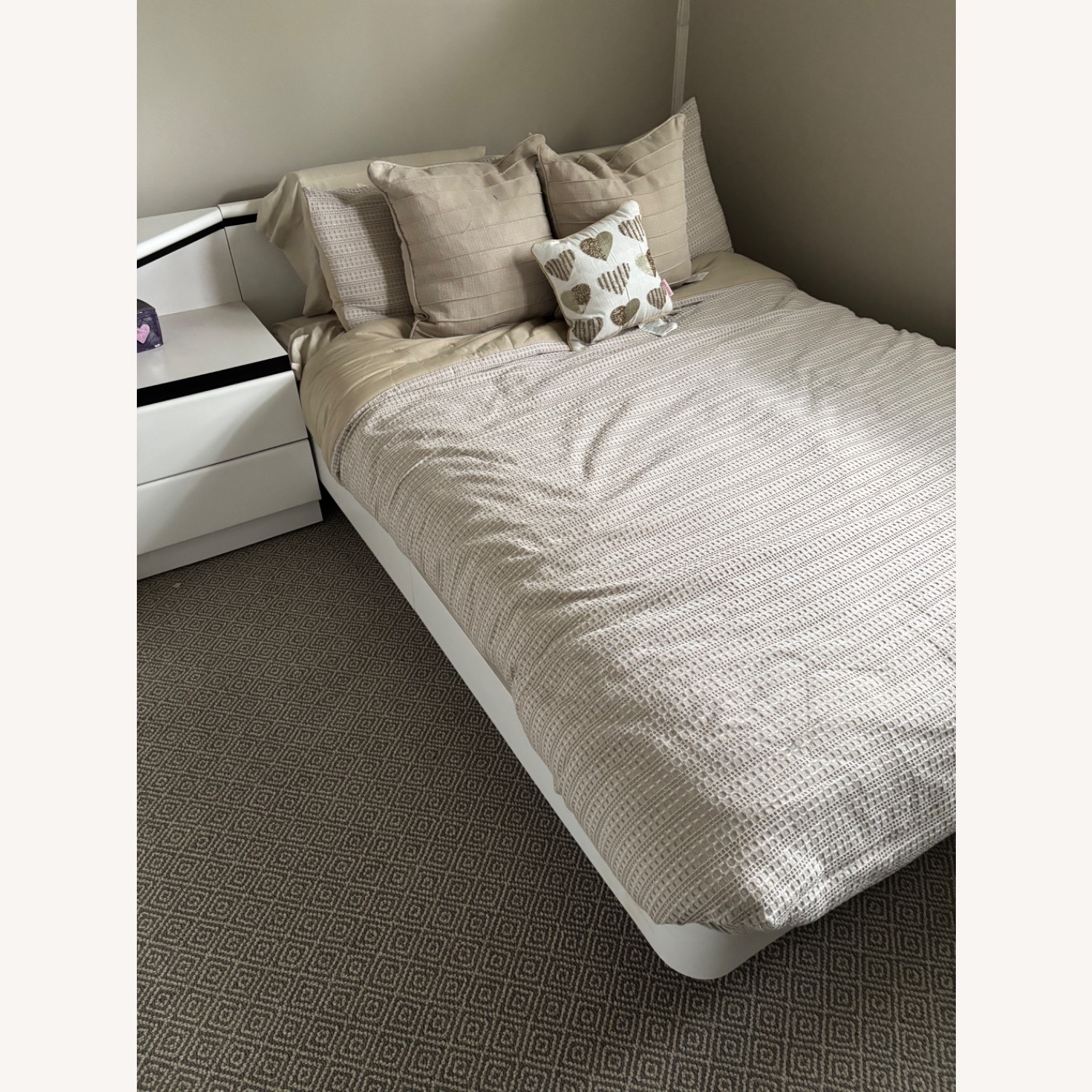 Custom Made White Wood Full Platform Bed - image-2