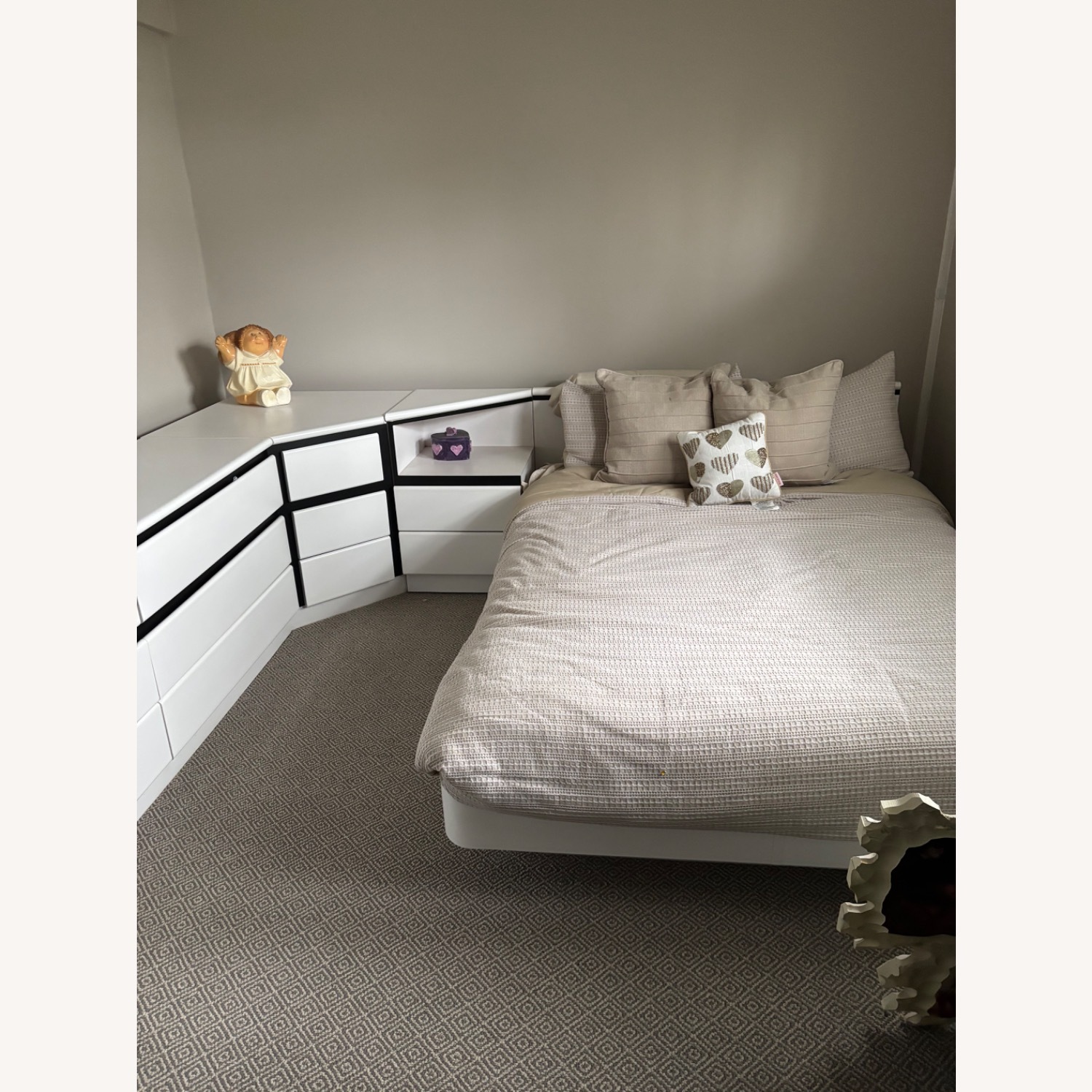 Custom Made White Wood Full Platform Bed - image-3