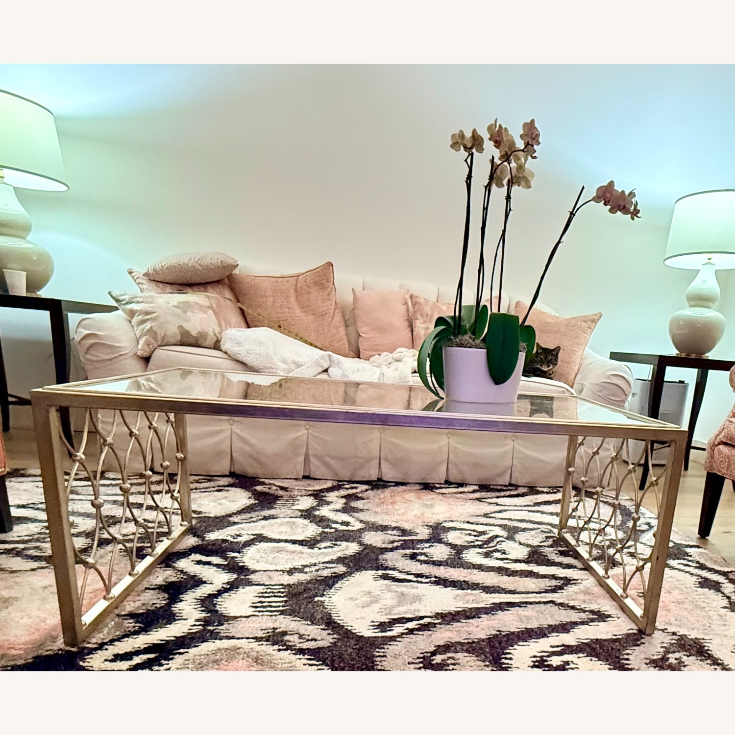 Ethan Allen Silver Glass Coffee Table - image-3