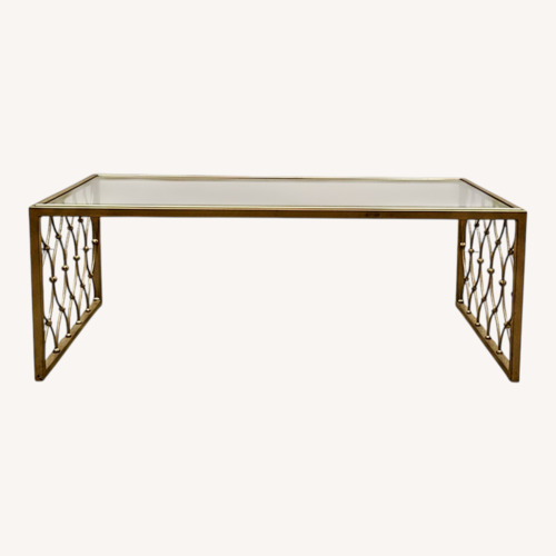 Used Ethan Allen Silver Glass Coffee Table for sale on AptDeco