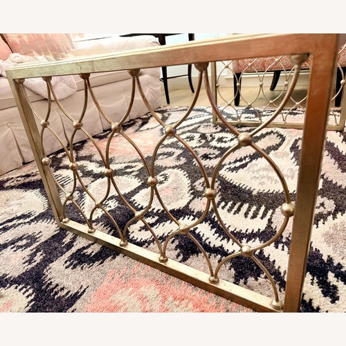 Used Ethan Allen Silver Glass Coffee Table for sale on AptDeco