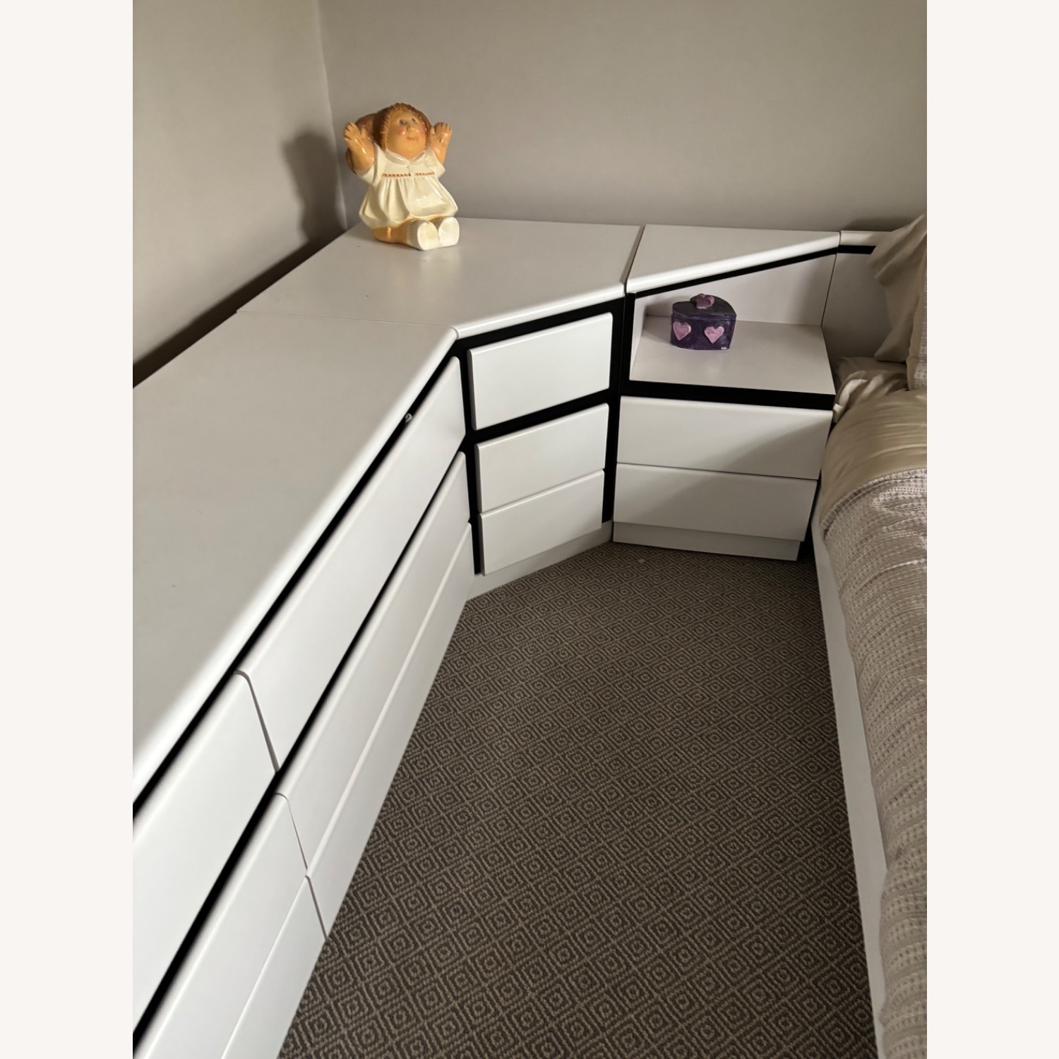 Custom Made White Wood Nightstand - image-1