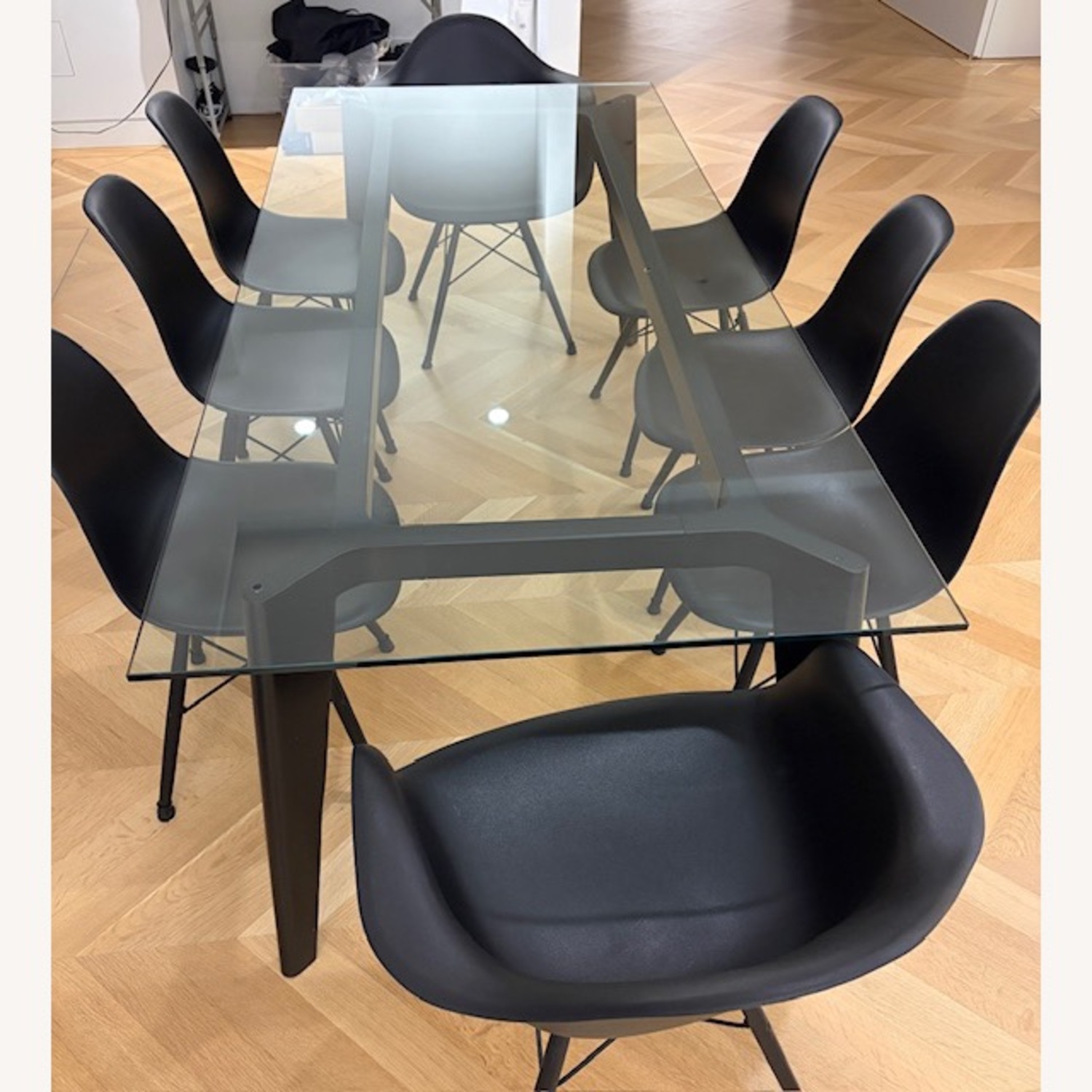 CB2 Harper Black Dining Table with Glass Top - image-2