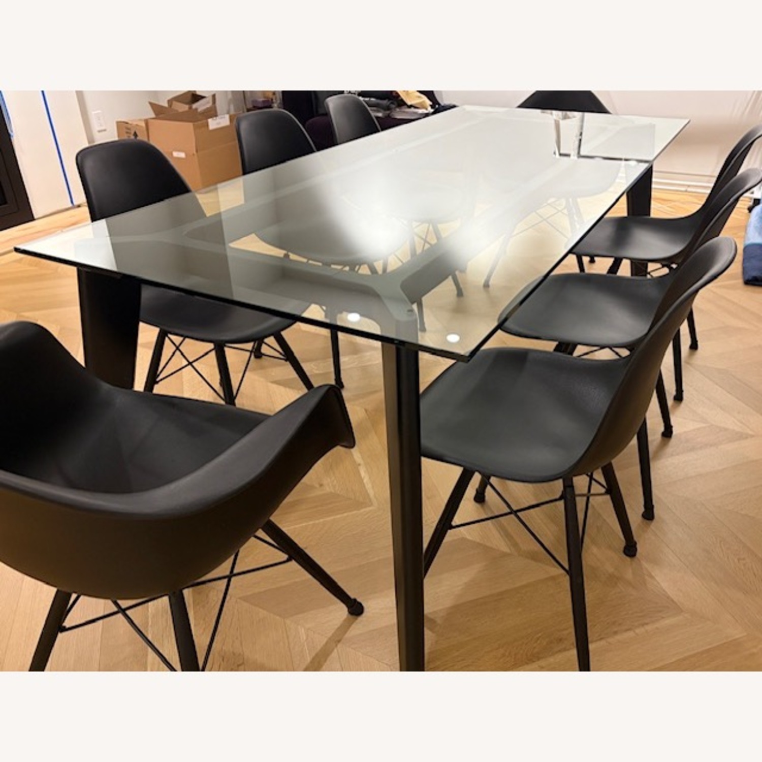 CB2 Harper Black Dining Table with Glass Top - image-3